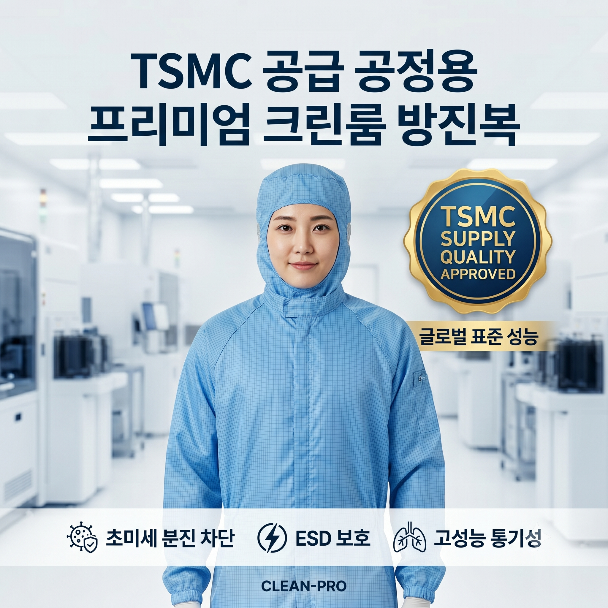 Ruth Cleaning [TSMC 공급] 프리미엄 클린룸 전신 방진복