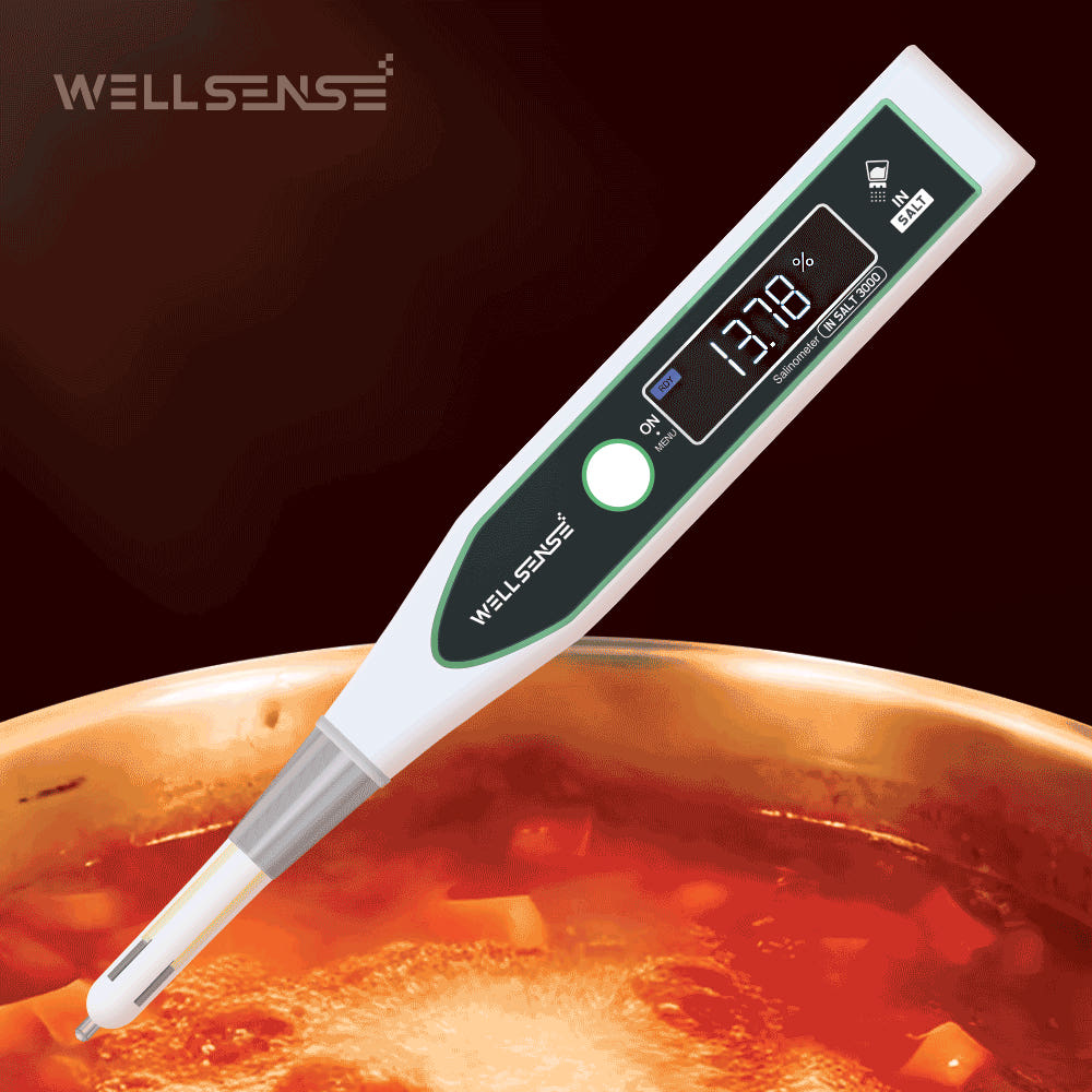 WELLSENSE 웰센스 초고온 염도계 세라믹 인솔트 3000 업소용 디지털 염도 측정기 육수 국물 염분 계