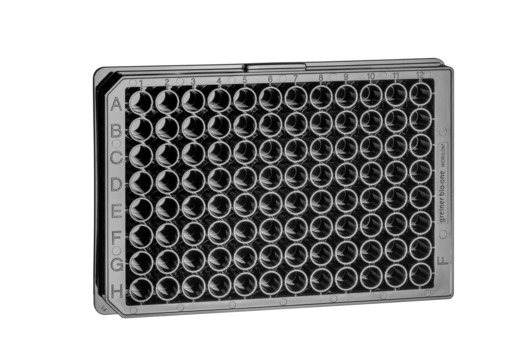 Greiner Bio One MICROPLATE, 96 WELL, F-BOTTOM (CHIMNEY WELL),BLACK, FLUOTRAC, HIGH BINDING, STERILE, 10 PCS./BAG