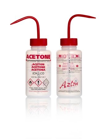 Merck AzlonÂ Multi-Lingual Safety Wash Bottles With Driplok Vapor Venting