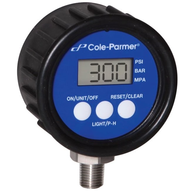 Thermo Fisher Scientific Cole-Parmer 3 in. Diameter Digital Pressure Gauge, NPT(M) 1/4 in. , 0-1000 psi,