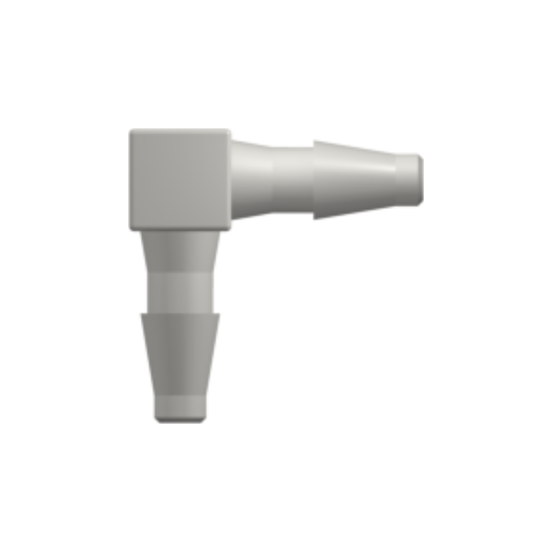 Elbow Tube Fitting with Classic Series Barbs, 3/32` (2.4 mm) ID Tubing