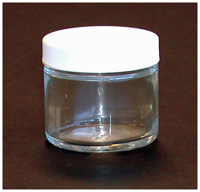 Thermo Fisher Scientific Clear Straight Sided Round Bottles with White Polypropylene PE Foam/PTFE Cap