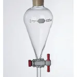 Thermo Fisher Scientific Kimble KIMAX Squibb Pear-Shaped Sep. Funnel with PTFE-Plug Stopcock, standard taper PE Stopper