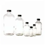 Thermo Fisher Scientific Clear Boston Round Bottles with Black Phenolic PolyCone Cap