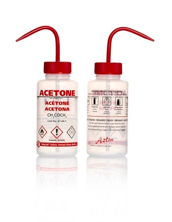 Merck Azlon Multi-Lingual Safety Wash Bottles With Driplok Vapor Venting