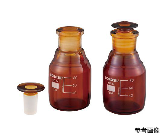 AS ONE Brown Reagent Bottle with Stopper (with Scale), 마개 있는 갈색 시약병 (눈금표시)