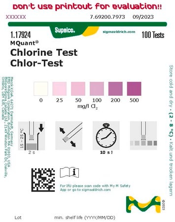 Merck CHLORINE TEST 0 - 25 - 50 - 100 - 200 -