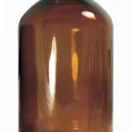 Thermo Fisher Scientific Amber Wide Mouth Packer Bottles with with Black Phenolic Pulp/Vinyl Cap, Attached black phenolic pulp/vinyl lined cap; 28mm-400; 0.5 oz. (15mL); Bulk Pack; 624/Cs.