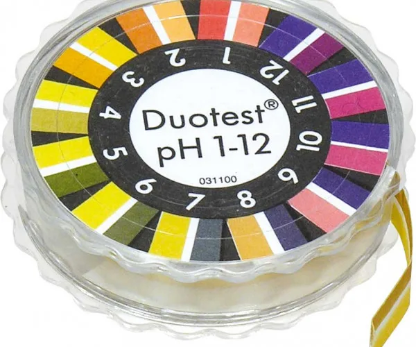 pH test paper Duotest with two indicator zones
