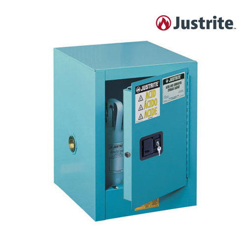 Justrite 890402 / FM인증 약산/부식성 물질 안전보관 캐비닛 4갤런 단문형 기본형(철제/15L/하늘색)/432x432x559mm/선반1개/27.7kg[1EA]
