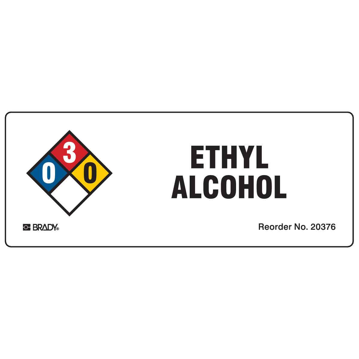Brady Ethyl Alcohol NFPA Labels