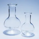 Merck Pyrex Boiling flask, flat bottom, narrow neck