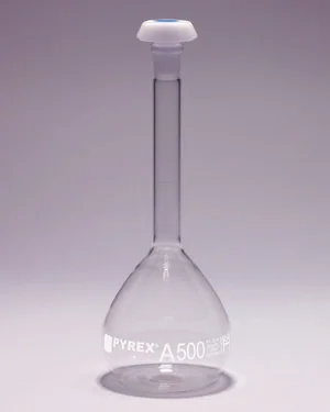 Merck Pyrex Volumetric flask, heavy duty, class A, works certified, USP/ISO/DIN tolerances