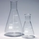 Merck Pyrex Erlenmeyer flask, narrow neck, with printed trace code