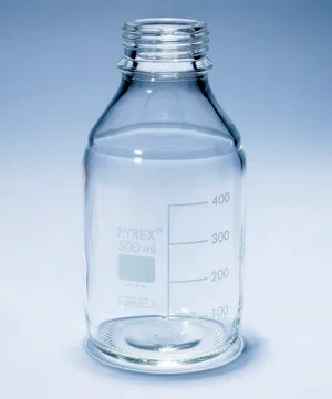 Merck Pyrex Media-Lab Bottles, with-out cap and pouring ring, with printed trace code