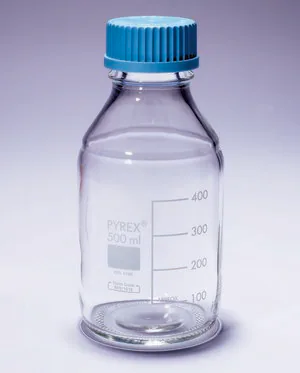 Merck Pyrex Media-Lab Bottles, with cap and pouring ring, with printed trace code