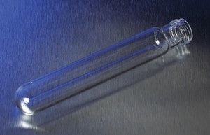 Merck Pyrex disposable culture tubes, screw cap style, round-bottom