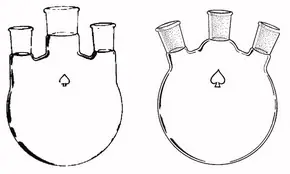 Merck Ace three-neck round-bottom flasks