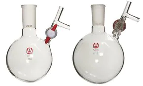Merck Aldrich round-bottom storage flask with stopcock-equipped septum-inlet