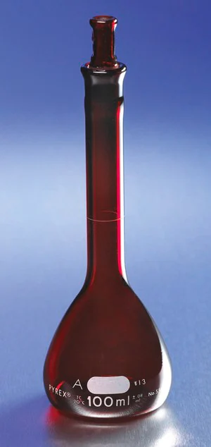 Merck Corning volumetric flask, low actinic, 100 mL, Corning 55635