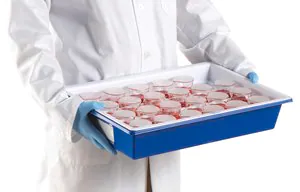 Merck Droplet stackable sample storage tray, polystyrene, blue with white insert