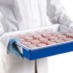 Merck Droplet stackable sample storage tray, polystyrene, blue with white insert