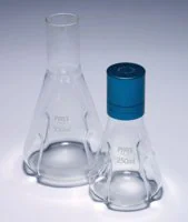 Merck Pyrex Culture flask, baffled, delong neck,