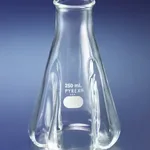 Merck Pyrex baffled trypsinizing flask, with beaded neck