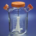 Merck Corning ProCulture glass spinner flask complete, baffled, wide mouth, angled sidearms