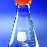 Merck Pyrex wide-mouth graduated Erlenmeyer flask with screw-cap