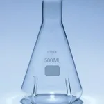Merck Pyrex Erlenmeyer flask, narrow neck baffled