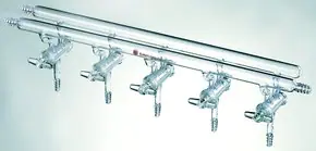 Merck Synthware all-glass vacuum/inert gas manifold with hollow high vacuum stopcocks