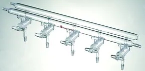 Merck Synthware all-glass vacuum/inert gas manifold with solid high vacuum stopcocks
