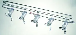 Merck Synthware all-glass vacuum/inert gas manifold with solid high vacuum stopcocks