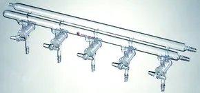 Merck Synthware all-glass vacuum/inert gas manifold with solid high vacuum stopcocks