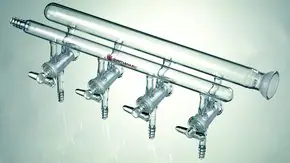 Merck Synthware double manifold with right-hand side SJ 35/20 joint