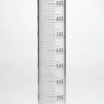 Merck Pyrex class A double metric scale graduated cylinder, with blue enamel