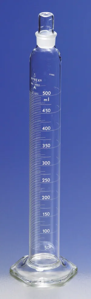 Merck Pyrex serialized/certified graduated cylinder with Pyrex stopper