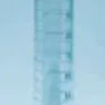 Merck Pyrex measuring cylinder with spout and detachable plastic foot, complete