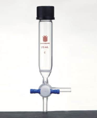 Merck Synthware peptide synthesis vessel with fritted disc and T-bore PTFE stopcock