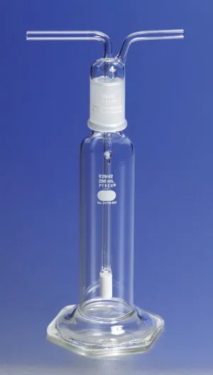 Merck Pyrex gas-washing bottle, fritted cylinder, 29/42 ST stopper