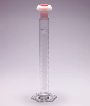 Merck Pyrex Measuring cylinder, class B, white graduations, with polyethylene stopper