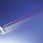 Merck Pyrex colored scale dispensing burette, with straight bore PTFE stopcock plug