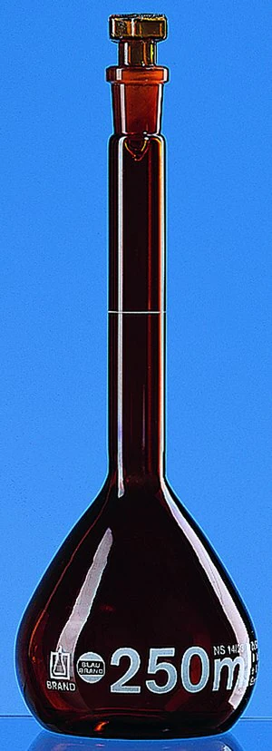Merck BRAND BLAUBRAND volumetric flask, glass stopper, amber glass