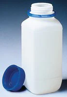 Merck BRAND square bottle with tamper-proof screw cap, PE-HD