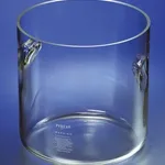 Merck Pyrex cylindrical jar with recessed handles