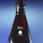 Merck Pyrex low actinic narrow mouth Erlenmeyer flask, Pyrex ST 27 stopper