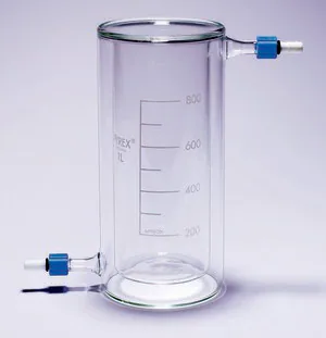 Merck Pyrex Beakers, jacketed with PTFE screwthread