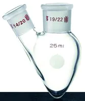 Merck Synthware two neck pear shaped flask